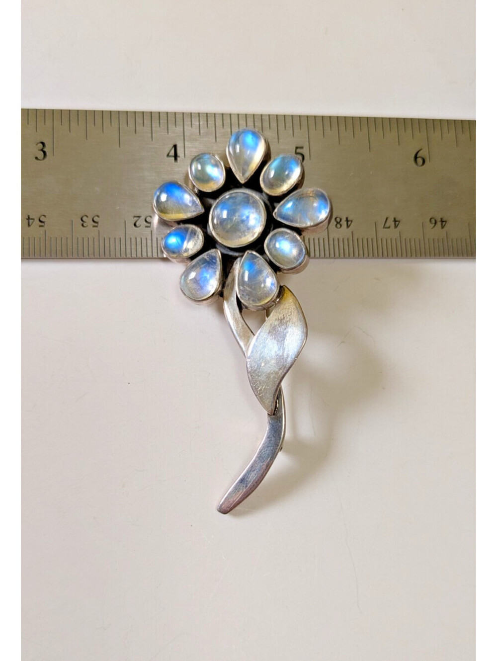 Nicky Butler Flower Brooch Sterling Silver Large Moonstone Rainbow Gemstone 925